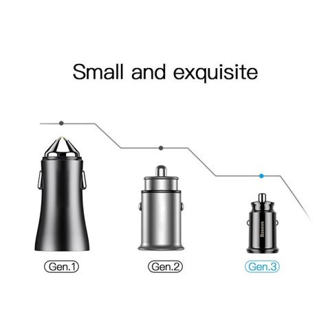 Baseus Grain - Ładowarka samochodowa 2 x USB, 5 V / 3.1 A (biały) Baseus Grain - Ładowarka samochodowa 2 x USB, 5 V / 3.1 A (biały)