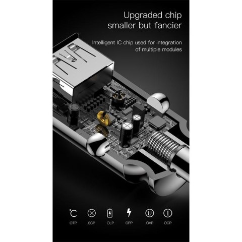 Baseus Grain - Ładowarka samochodowa 2 x USB, 5 V / 3.1 A (biały) Baseus Grain - Ładowarka samochodowa 2 x USB, 5 V / 3.1 A (biały)