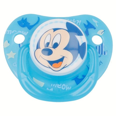 Mickey Mouse - Smoczek silikonowy w anatomicznym kształcie 0 - 6 m (świecący w ciemnośći)