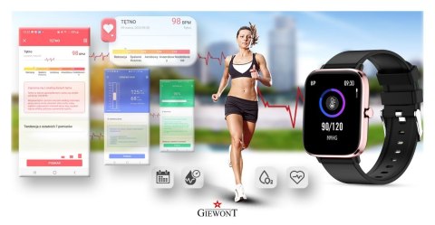 Smartwatch Giewont GW230-3 Różowe Złoto-Czarny Smartwatch Giewont GW230-3 Różowe Złoto-Czarny