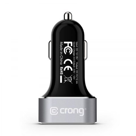 Crong Power Car Charger 30W - Ładowarka samochodowa USB QuickCharge 3.0 + USB 2.4A (aluminium) Crong Power Car Charger 30W - Ładowarka samochodowa USB QuickCharge 3.0 + USB 2.4A (aluminium)