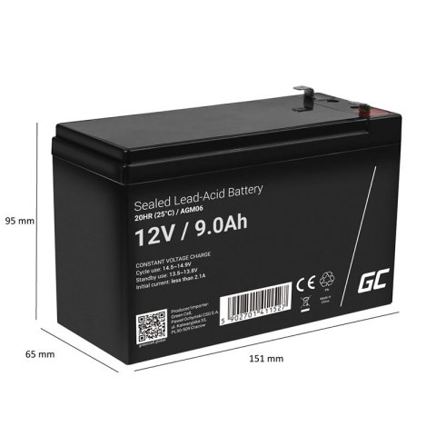 Green Cell - AGM VRLA 12V 9Ah bezobsługowy akumulator do UPS Green Cell - AGM VRLA 12V 9Ah bezobsługowy akumulator do UPS