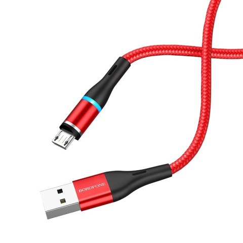 Borofone - Kabel USB-A do microUSB z magnetyczną końcówką i podświetleniem, 1,2 m (Czerwony) Borofone - Kabel USB-A do microUSB z magnetyczną końcówką i podświetleniem, 1,2 m (Czerwony)
