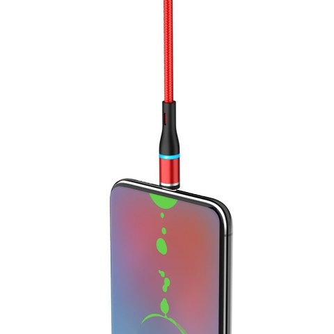 Borofone - Kabel USB-A do microUSB z magnetyczną końcówką i podświetleniem, 1,2 m (Czerwony) Borofone - Kabel USB-A do microUSB z magnetyczną końcówką i podświetleniem, 1,2 m (Czerwony)