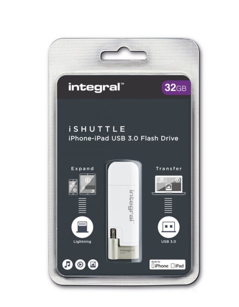 Integral iShuttle - pamięć przenośna 32 GB ze złączem USB oraz Lightning MFi Integral iShuttle - pamięć przenośna 32 GB ze złączem USB oraz Lightning MFi