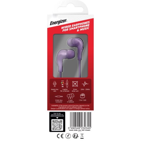 Energizer Classic CIA5 - Słuchawki przewodowe jack 3,5 mm (Fioletowy) Energizer Classic CIA5 - Słuchawki przewodowe jack 3,5 mm (Fioletowy)