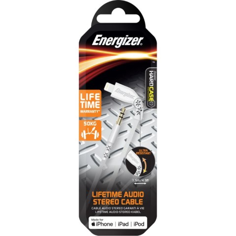 Energizer HardCase - Kabel audio jack 3,5 mm - Lightning certyfikat MFi 1.5m EU (Biały) Energizer HardCase - Kabel audio jack 3,5 mm - Lightning certyfikat MFi 1.5m EU (Biały)