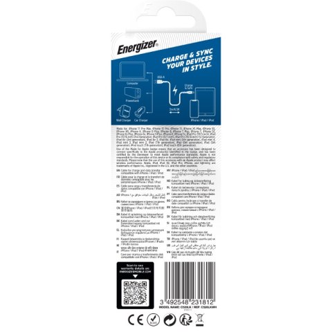 Energizer Ultimate - Kabel połączeniowy USB-A do Lightning certyfikat MFi 2m (Biały) Energizer Ultimate - Kabel połączeniowy USB-A do Lightning certyfikat MFi 2m (Biały)