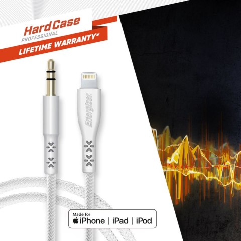 Energizer HardCase - Kabel audio jack 3,5 mm - Lightning certyfikat MFi 1.5m EU (Biały) Energizer HardCase - Kabel audio jack 3,5 mm - Lightning certyfikat MFi 1.5m EU (Biały)