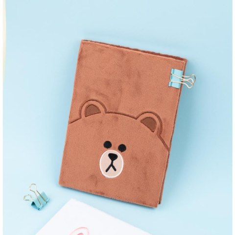 Line Friends - Pluszowy Notes / Notatnik A5 Miś Brown