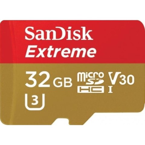 SanDisk Extreme microSDHC - Karta pamięci 32 GB A1 V30 UHS-I U3 100/60 MB/s z adapterem