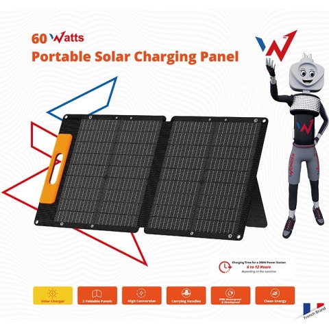 Wonder Ws60 - Panel słoneczny 60W z wyjściem USB-C PD 30W & USB-A QC 18W (Czarny) Wonder Ws60 - Panel słoneczny 60W z wyjściem USB-C PD 30W & USB-A QC 18W (Czarny)