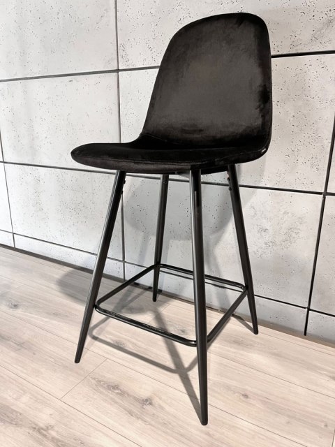 Krzesło barowe AVA BLACK VELVET hoker Krzesło barowe AVA BLACK VELVET hoker