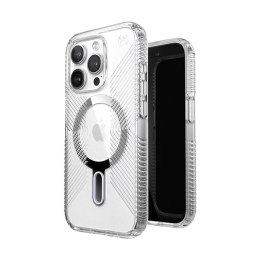 Speck Presidio Perfect-Clear Grip ClickLock & MagSafe - Etui iPhone 15 Pro (Clear / Chrome Finish / Serene Silver)