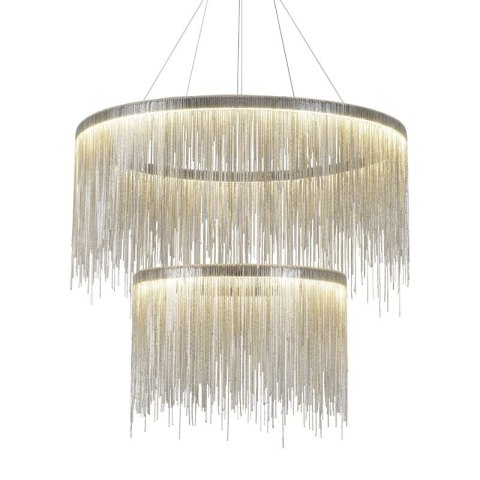 Fontanna Silver Avenue podwójny żyrandol srebrne łańcuszki Ø80 cm + Ø60cm Fontanna Silver Avenue podwójny żyrandol srebrne łańcuszki Ø80 cm + Ø60cm