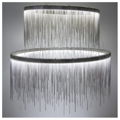 Fontanna Silver Avenue podwójny żyrandol srebrne łańcuszki Ø80 cm + Ø60cm Fontanna Silver Avenue podwójny żyrandol srebrne łańcuszki Ø80 cm + Ø60cm