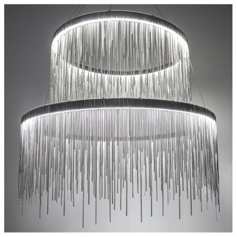 Fontanna Silver Avenue podwójny żyrandol srebrne łańcuszki Ø80 cm + Ø60cm Fontanna Silver Avenue podwójny żyrandol srebrne łańcuszki Ø80 cm + Ø60cm