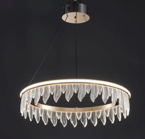 Lampa Organic kryształowe liście złota lampa 60 cm led 22793 Lampa Organic kryształowe liście złota lampa 60 cm led 22793