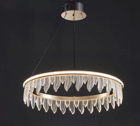 Lampa Organic kryształowe liście złota lampa 60 cm led 22793 Lampa Organic kryształowe liście złota lampa 60 cm led 22793