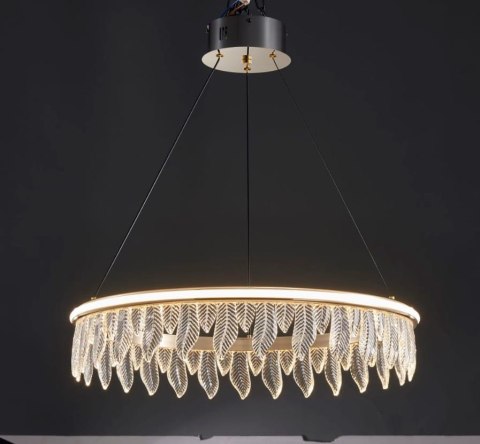 Lampa Organic kryształowe liście złota lampa 60 cm led 22793 Lampa Organic kryształowe liście złota lampa 60 cm led 22793