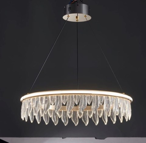 Lampa Organic kryształowe liście złota lampa 60 cm led 22793 Lampa Organic kryształowe liście złota lampa 60 cm led 22793