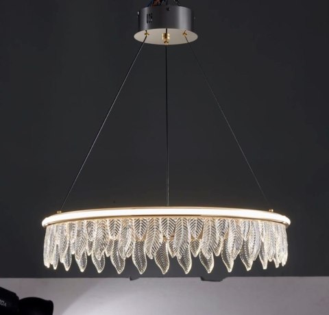 Lampa Organic kryształowe liście złota lampa 60 cm led 22793 Lampa Organic kryształowe liście złota lampa 60 cm led 22793