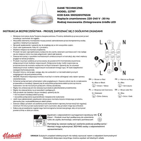 Złota lampa RING Medusa z kryształami w kształcie meduzy 60cm 22797 Złota lampa RING Medusa z kryształami w kształcie meduzy 60cm 22797