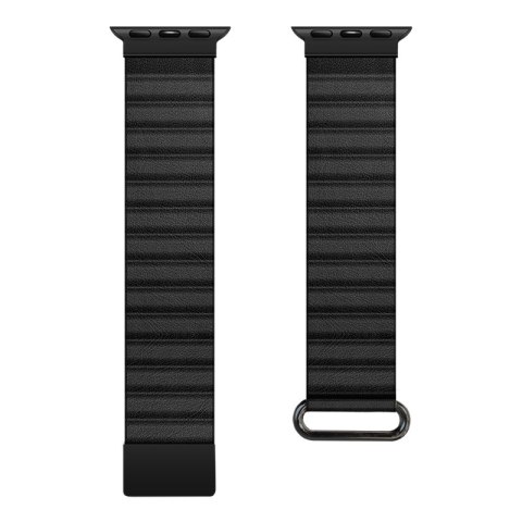 Crong Eclipse - Skórzany pasek magnetyczny Apple Watch 42/44/45/49 mm (czarny) Crong Eclipse - Skórzany pasek magnetyczny Apple Watch 42/44/45/49 mm (czarny)