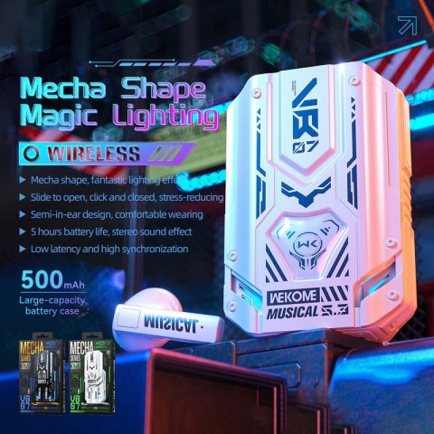 WEKOME VB07 Mecha Series - Bezprzewodowe słuchawki Bluetooth V5.3 TWS z etui ładującym (Czarny) WEKOME VB07 Mecha Series - Bezprzewodowe słuchawki Bluetooth V5.3 TWS z etui ładującym (Czarny)