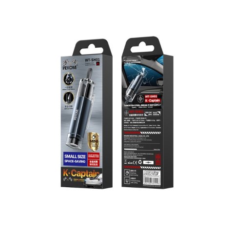 WEKOME WT-SH01 K Captain Series - Młotek bezpieczeństwa do szyb z nożem do cięcia pasów (Czarny) WEKOME WT-SH01 K Captain Series - Młotek bezpieczeństwa do szyb z nożem do cięcia pasów (Czarny)