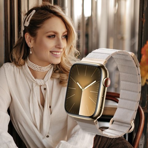 Crong Eclipse - Skórzany pasek magnetyczny Apple Watch 38/40/41mm (beżowy) Crong Eclipse - Skórzany pasek magnetyczny Apple Watch 38/40/41mm (beżowy)