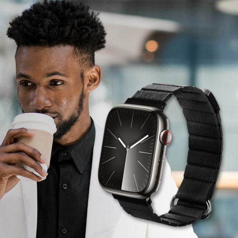 Crong Eclipse - Skórzany pasek magnetyczny Apple Watch 42/44/45/49 mm (czarny) Crong Eclipse - Skórzany pasek magnetyczny Apple Watch 42/44/45/49 mm (czarny)