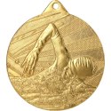 Medal 50mm stalowy złoty- pływanie ME003/G