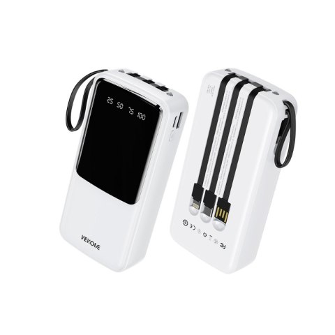 WEKOME WP-10 Pop Digital Series - Power bank 20000 mAh z wbudowanym kablem USB-C / Lightning / Micro USB + USB-A (Biały) WEKOME WP-10 Pop Digital Series - Power bank 20000 mAh z wbudowanym kablem USB-C / Lightning / Micro USB + USB-A (Biały)