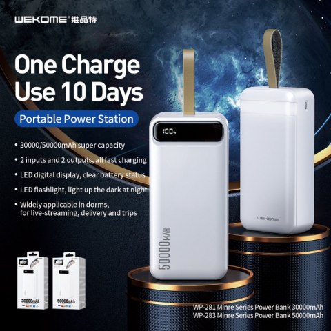 WEKOME WP-283 Minre Series - Power bank 50000 mAh Fast Charging 2x USB-A 10W (Biały) WEKOME WP-283 Minre Series - Power bank 50000 mAh Fast Charging 2x USB-A 10W (Biały)