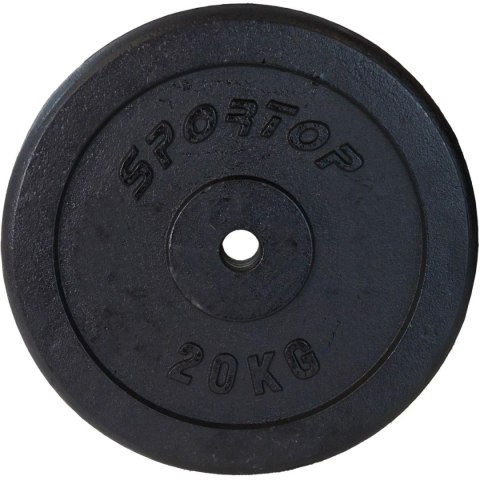 OBCIĄŻENIE ŻELIWNE CZARNE 20 KG SPORTOP fi26,5 OBCIĄŻENIE ŻELIWNE CZARNE 20 KG SPORTOP fi26,5