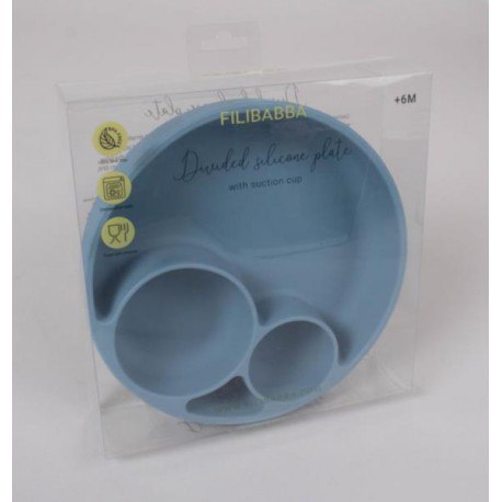 Filibabba silikonowy talerzyk z przegródkami powder blue Filibabba silikonowy talerzyk z przegródkami powder blue
