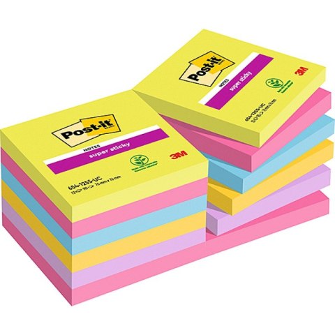 Karteczki Post-it Super Sticky 76x76mm (654 -12SS-UC) neonowe (90)