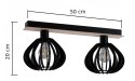 Lampa sufitowa 2xE27 NICOLETA BLACK AND NATURAL 812