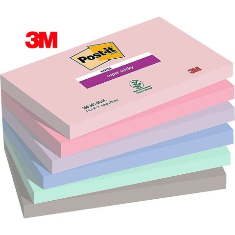 Karteczki Post-it Super Sticky 76x127mm (655-6SS-SOUL) 6 kolorów (6x90) Karteczki Post-it Super Sticky 76x127mm (655-6SS-SOUL) 6 kolorów (6x90)