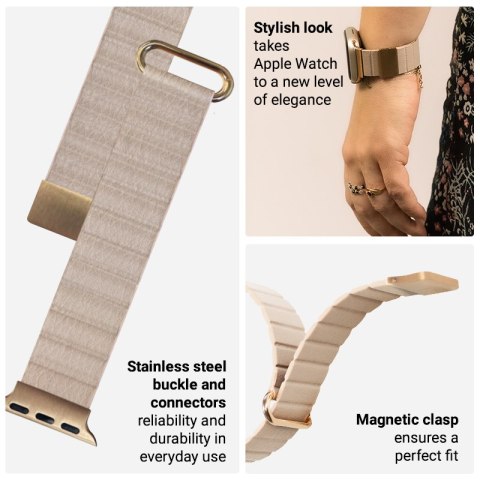 Crong Eclipse - Skórzany pasek magnetyczny Apple Watch 38/40/41mm (beżowy) Crong Eclipse - Skórzany pasek magnetyczny Apple Watch 38/40/41mm (beżowy)