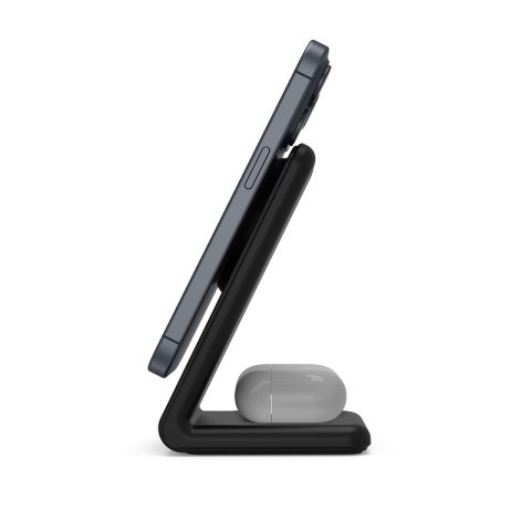 Crong MagSpot Stand - Ładowarka bezprzewodowa 2w1 z MagSafe do iPhone i AirPods (czarny) Crong MagSpot Stand - Ładowarka bezprzewodowa 2w1 z MagSafe do iPhone i AirPods (czarny)