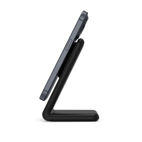 Crong MagSpot Stand - Ładowarka bezprzewodowa 2w1 z MagSafe do iPhone i AirPods (czarny) Crong MagSpot Stand - Ładowarka bezprzewodowa 2w1 z MagSafe do iPhone i AirPods (czarny)