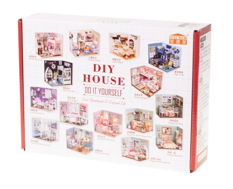 Domek dla lalek drewniany pokój dzienny model do złożenia LED DIY 3016 Domek dla lalek drewniany pokój dzienny model do złożenia LED DIY 3016