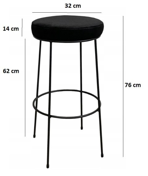 Krzesło barowe ASTI BLACK VELVET hoker Krzesło barowe ASTI BLACK VELVET hoker