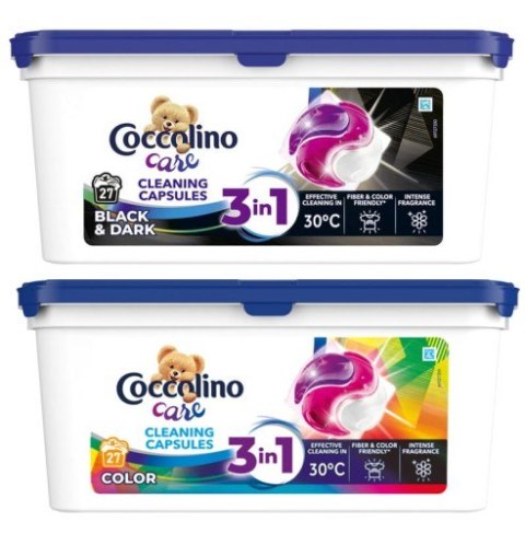 Zestaw 2x 27 Prań Coccolino Care Color Kapsułki 3w1 Do Kolorowych i Czarnych Tkanin