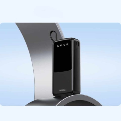 WEKOME WP-10 Pop Digital Series - Power bank 20000 mAh z wbudowanym kablem USB-C / Lightning / Micro USB + USB-A (Czarny) WEKOME WP-10 Pop Digital Series - Power bank 20000 mAh z wbudowanym kablem USB-C / Lightning / Micro USB + USB-A (Czarny)