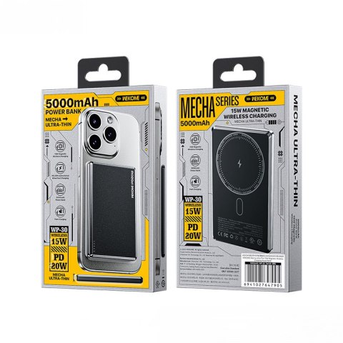WEKOME WP-30 Mecha Series Ultra Thin - Power bank indukcyjny 5000 mAh Fast Charging PD 20W MagSafe (Tarnish) WEKOME WP-30 Mecha Series Ultra Thin - Power bank indukcyjny 5000 mAh Fast Charging PD 20W MagSafe (Tarnish)