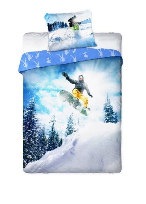 Pościel bawełniana 140x200 Sportivo 003 snowboardzista Snowboarder z jedną poszewką 70x90