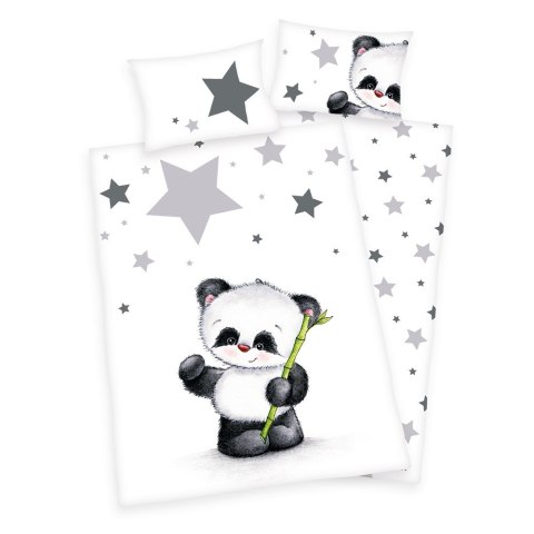 Pościel flanelowa 100x135 Panda 8647 Bambus gwiazdki do łóżeczka